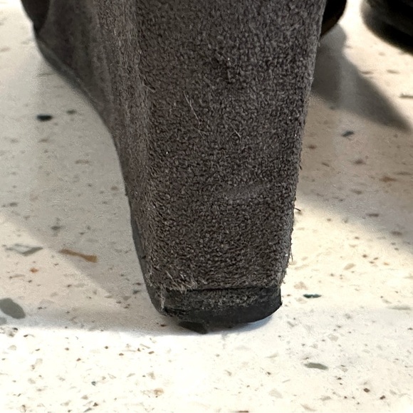 Designer Christian Dior CD Gray Suede &‎ Wool Tall Knee High Wedge Boots - Picture 10 of 16